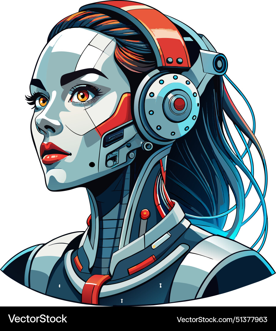 Android with luminous circuits on a starry Android with luminous circuits on a starry vector image