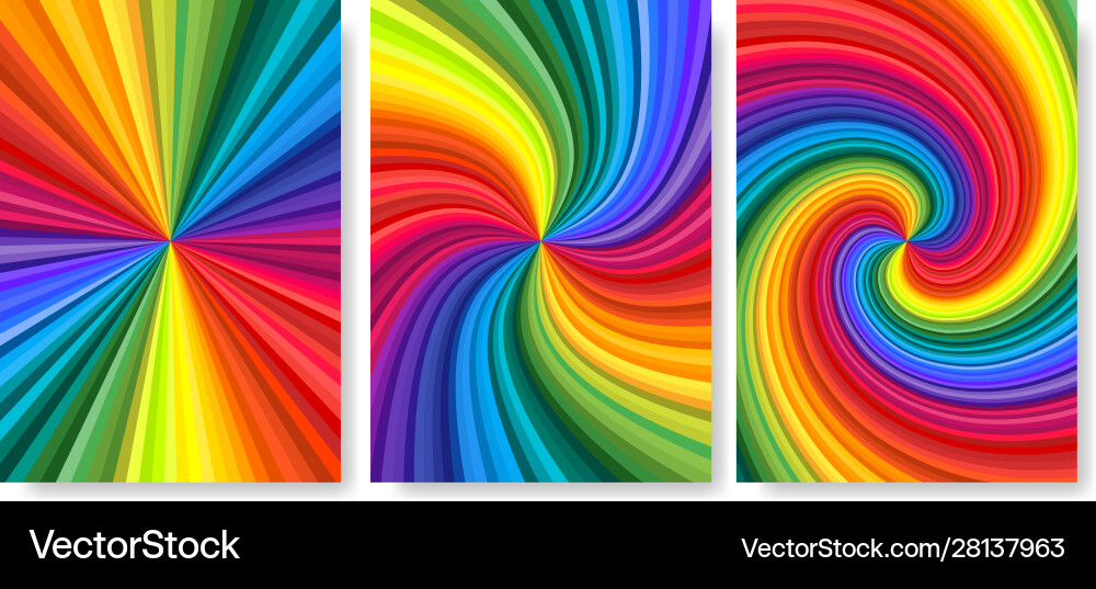 Backgrounds set vivid rainbow colored swirl Backgrounds set vivid rainbow colored swirl vector image