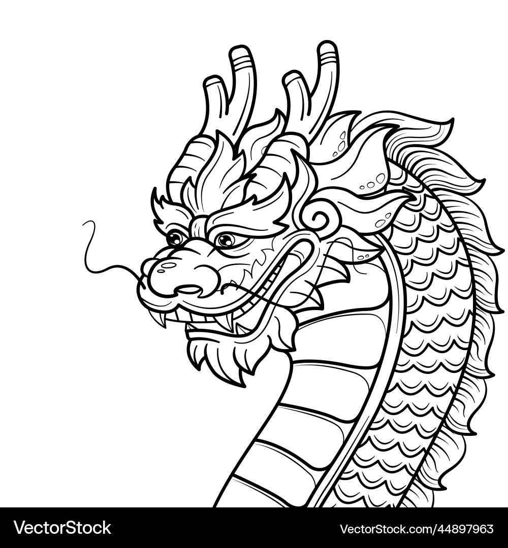 Chinese Dragon Coloring Page Vector Image