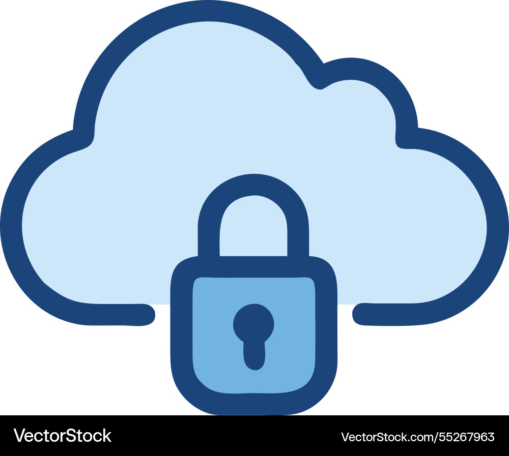 Cloud security lock data encryption vector image