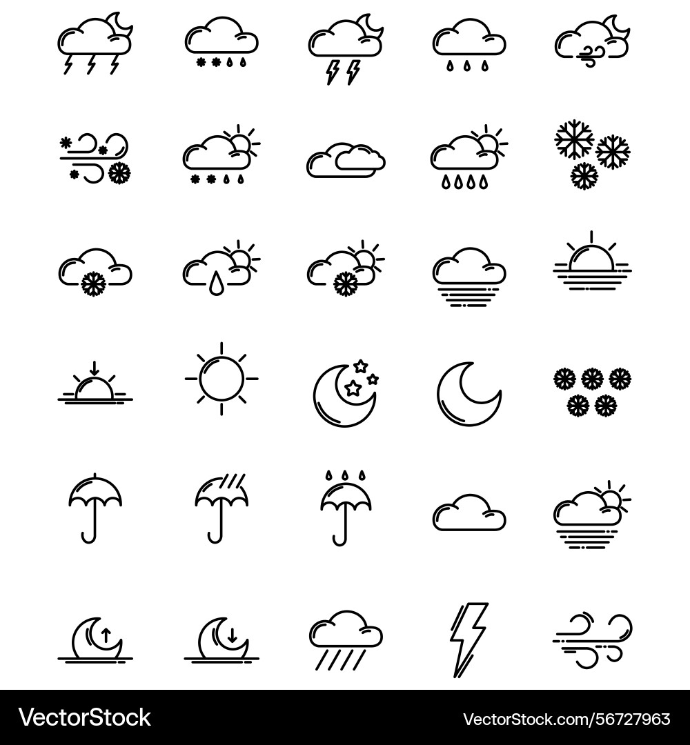 Clouds icons set of in different form Clouds icons set of in different form Vector Image