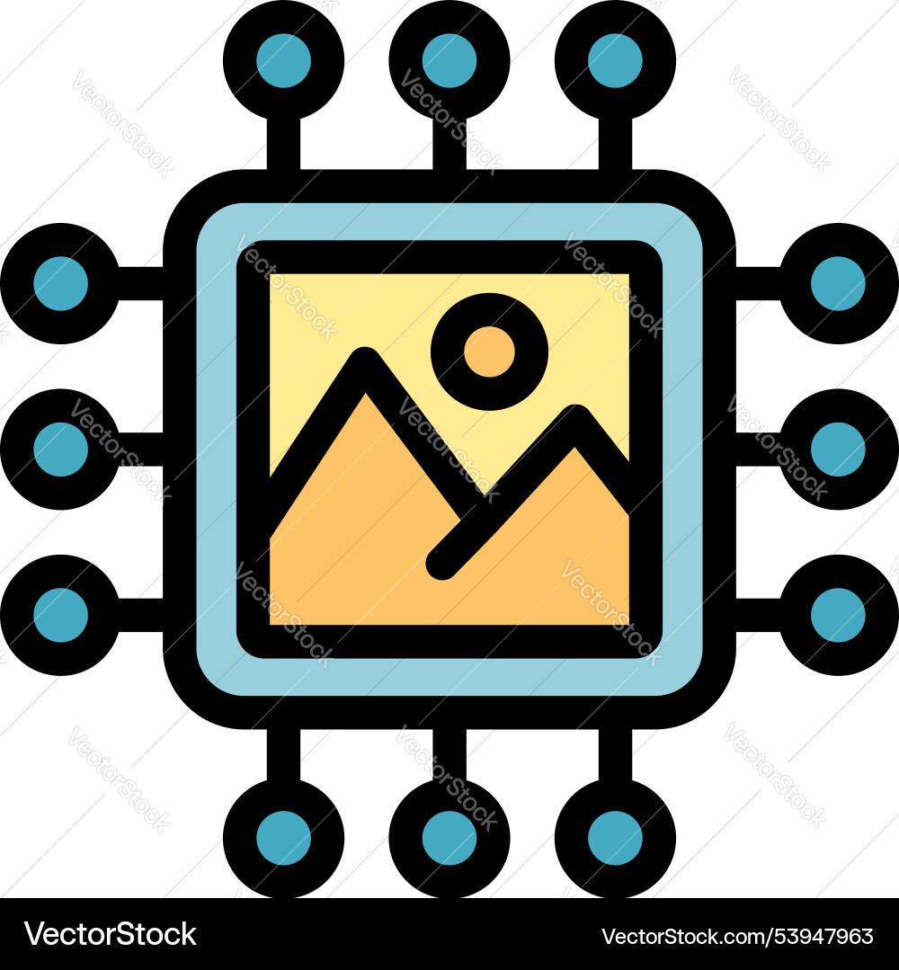 Computer chip processing image with mountains Computer chip processing image with mountains vector image