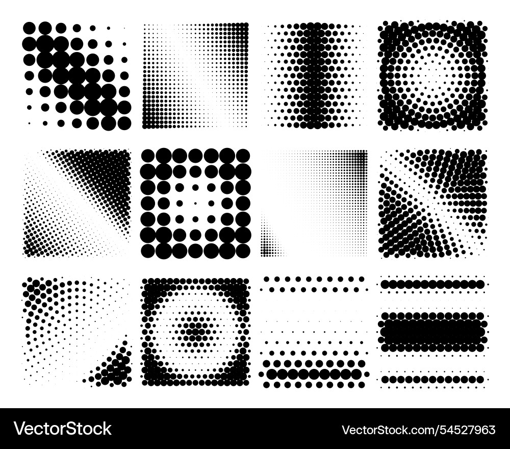 Design elements halftone dotted frames set Design elements halftone dotted frames set vector image