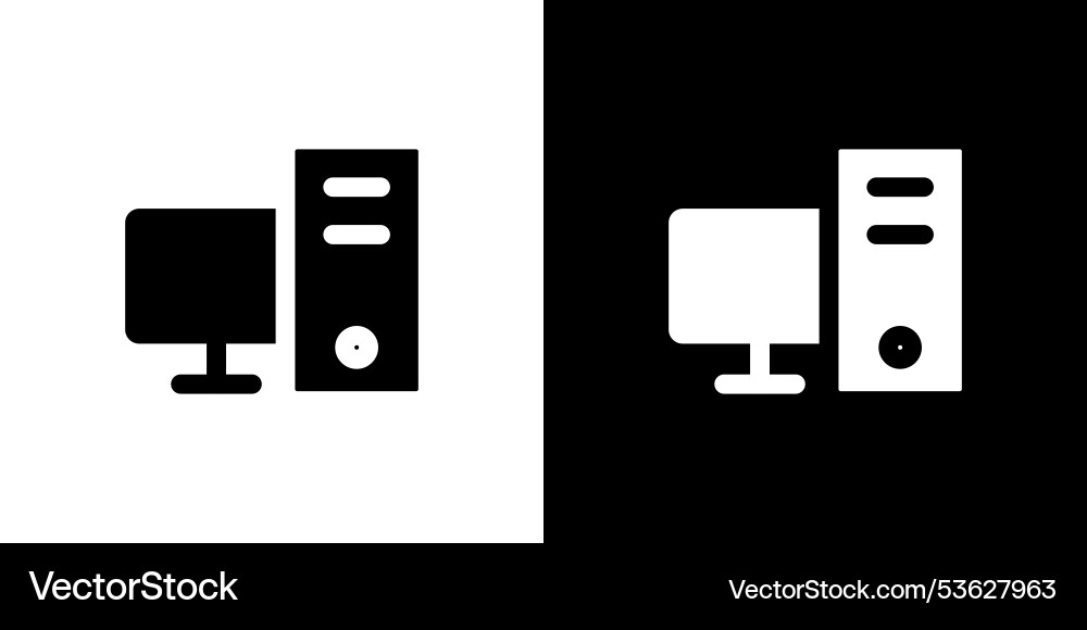 Desktop computer icon set vector image