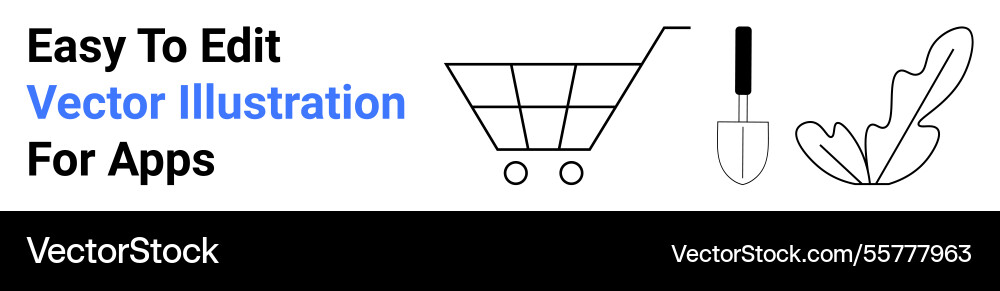 Gardening tools and shopping cart for eco-friendly Gardening tools and shopping cart for eco-friendly vector image