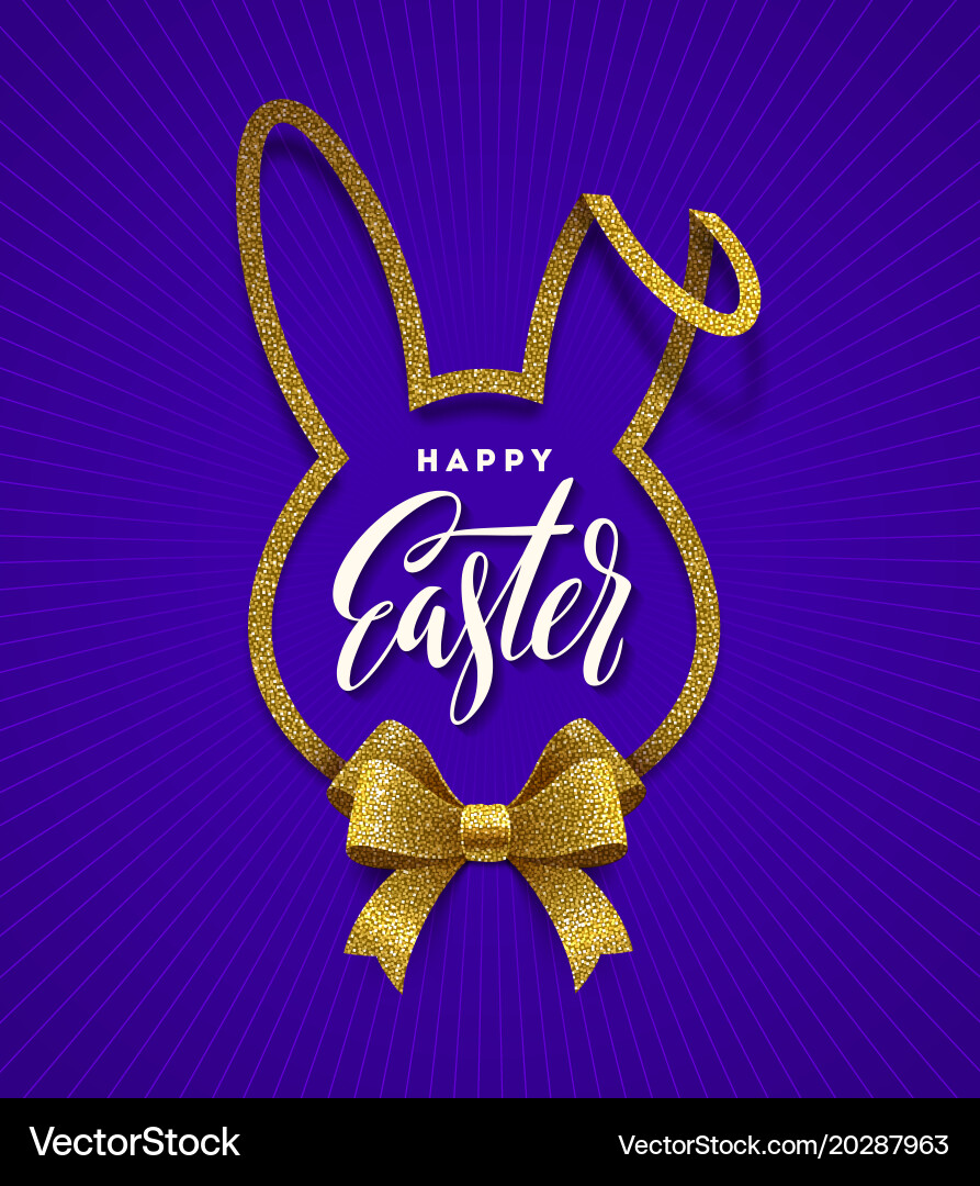 Glitter Rabbit Easter Card Royalty Free Vector Image