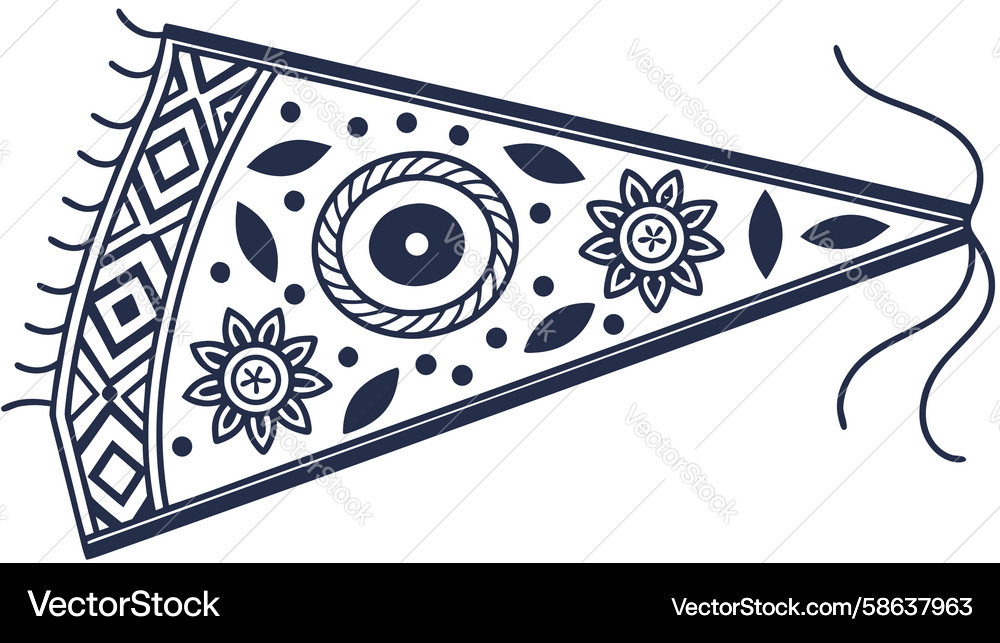 Intricate Circular Pennant Flag Vector Image