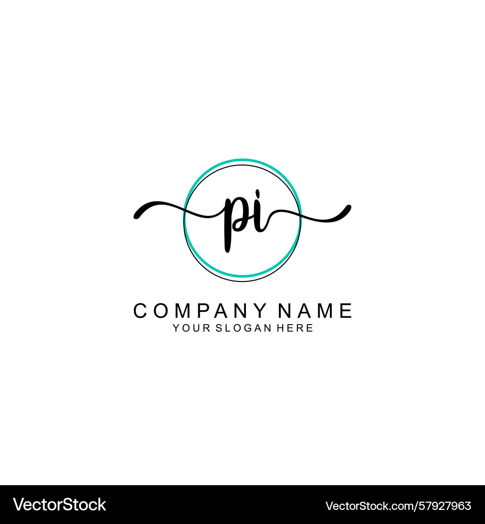 Minimalist handwritten pi initial logo design Vector Image