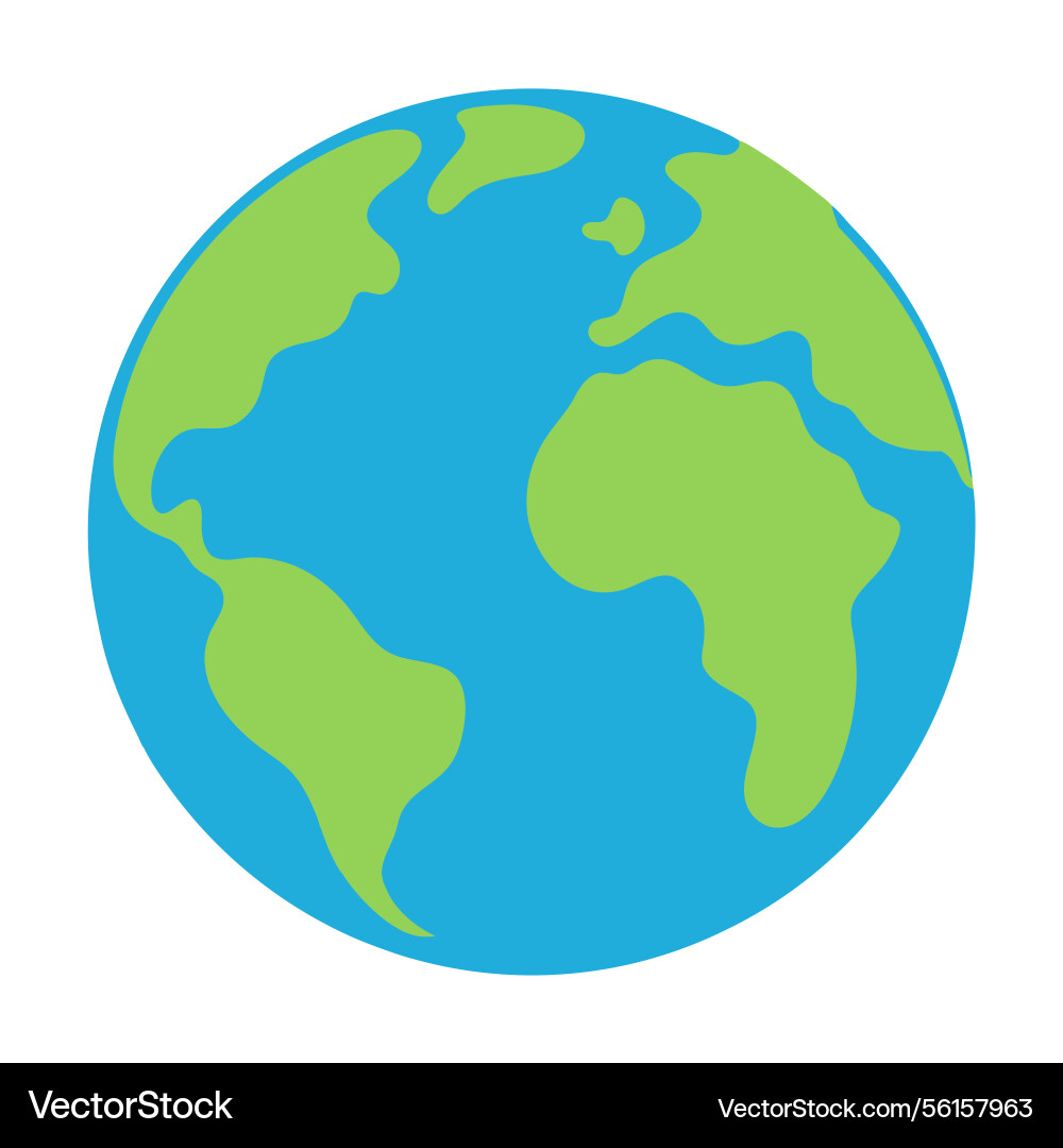 Planet Earth With Oceans And Water Flat Color Vector Image