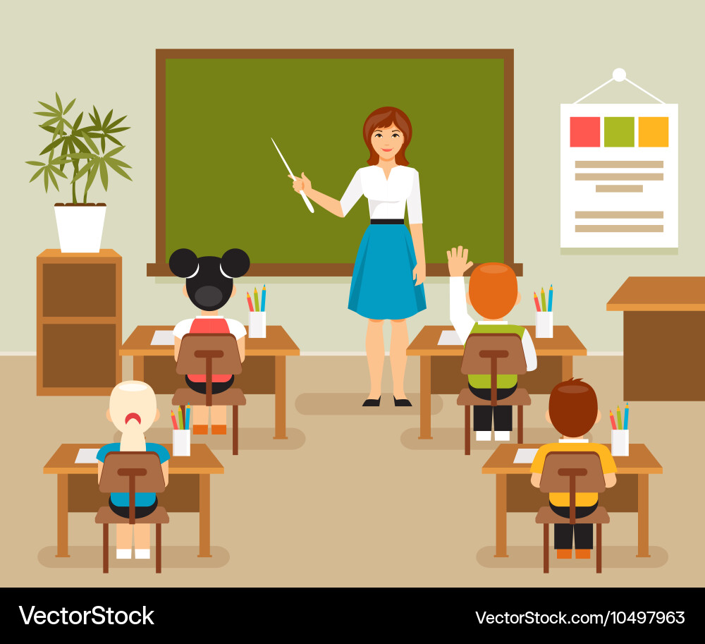 School Classroom Scene Royalty Free Vector Image