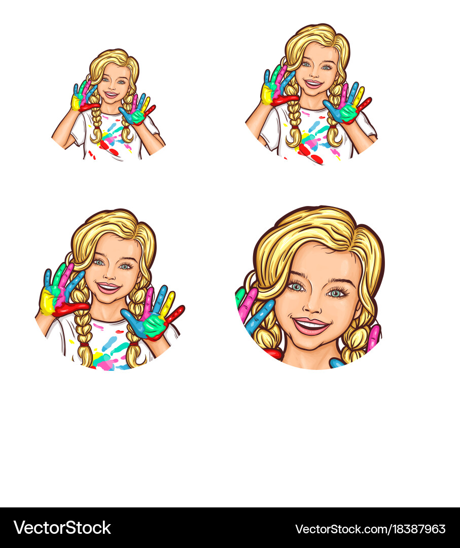 Set of pop art round avatar icons for users Vector Image