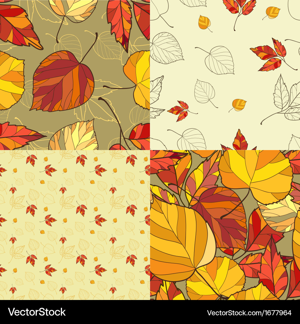 Autumn Leaf Patterns - Seamless Set vector image