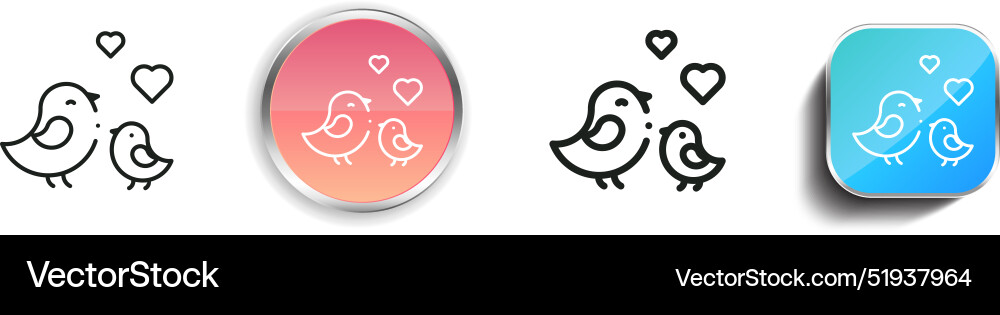 Birds icon thin linear regular and button style vector image