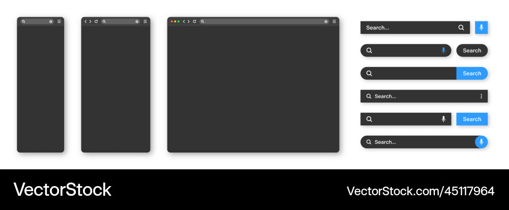 Blank internet browser window with various search Blank internet browser window with various search vector image