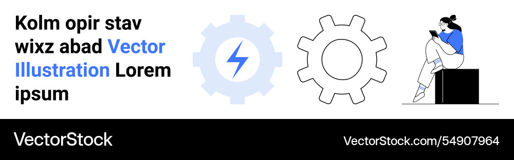 Business elements with cogs lightning bolt Business elements with cogs lightning bolt vector image