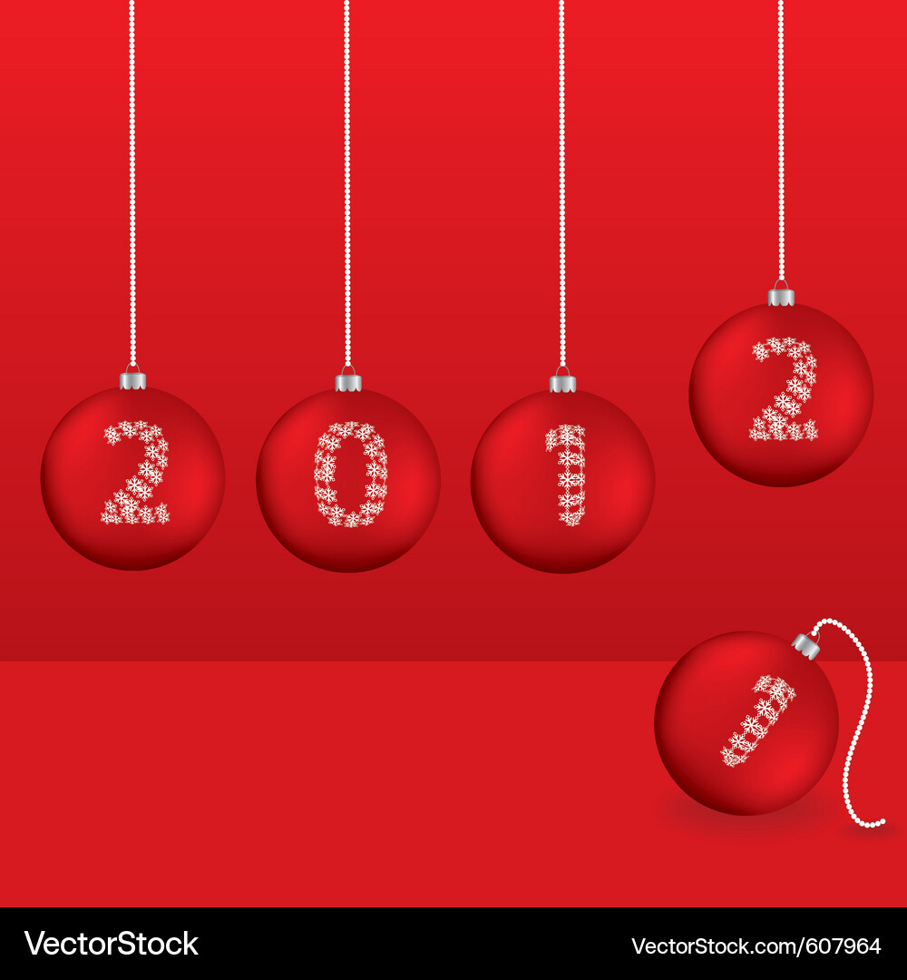 Christmas greeting card with red balls Vector Image