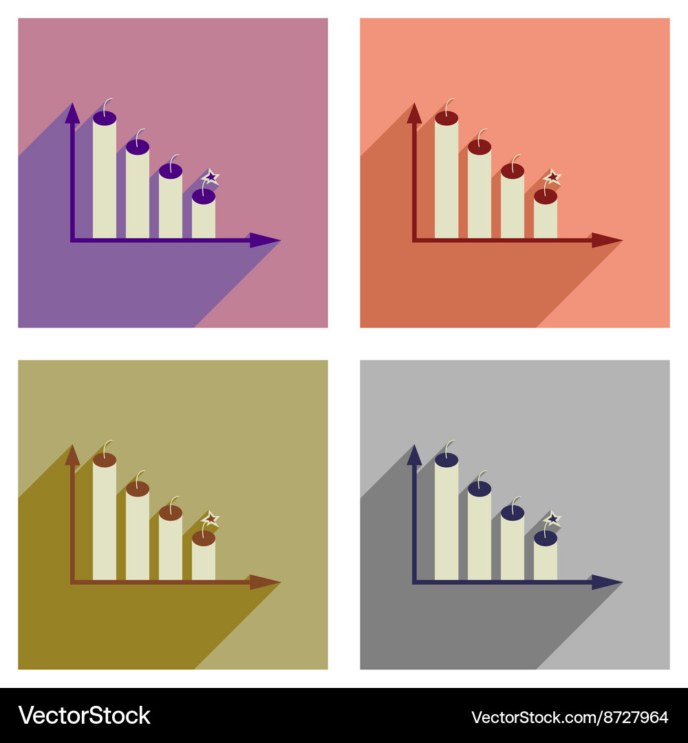 Concept of flat icons with long shadow graph Vector Image