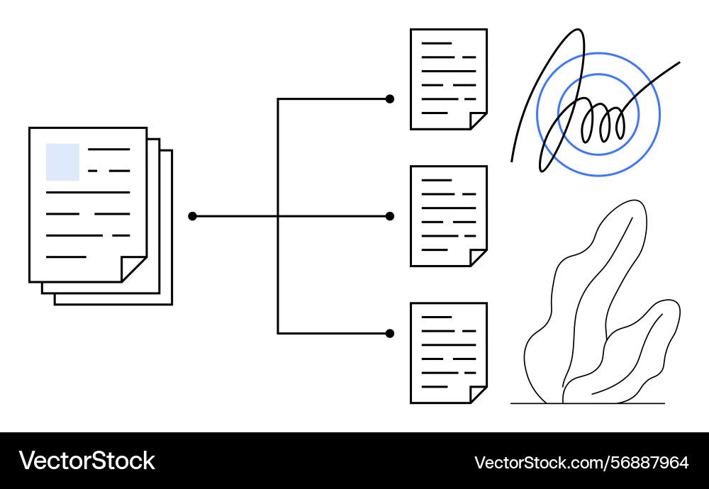 Document workflow concept with file distribution Vector Image