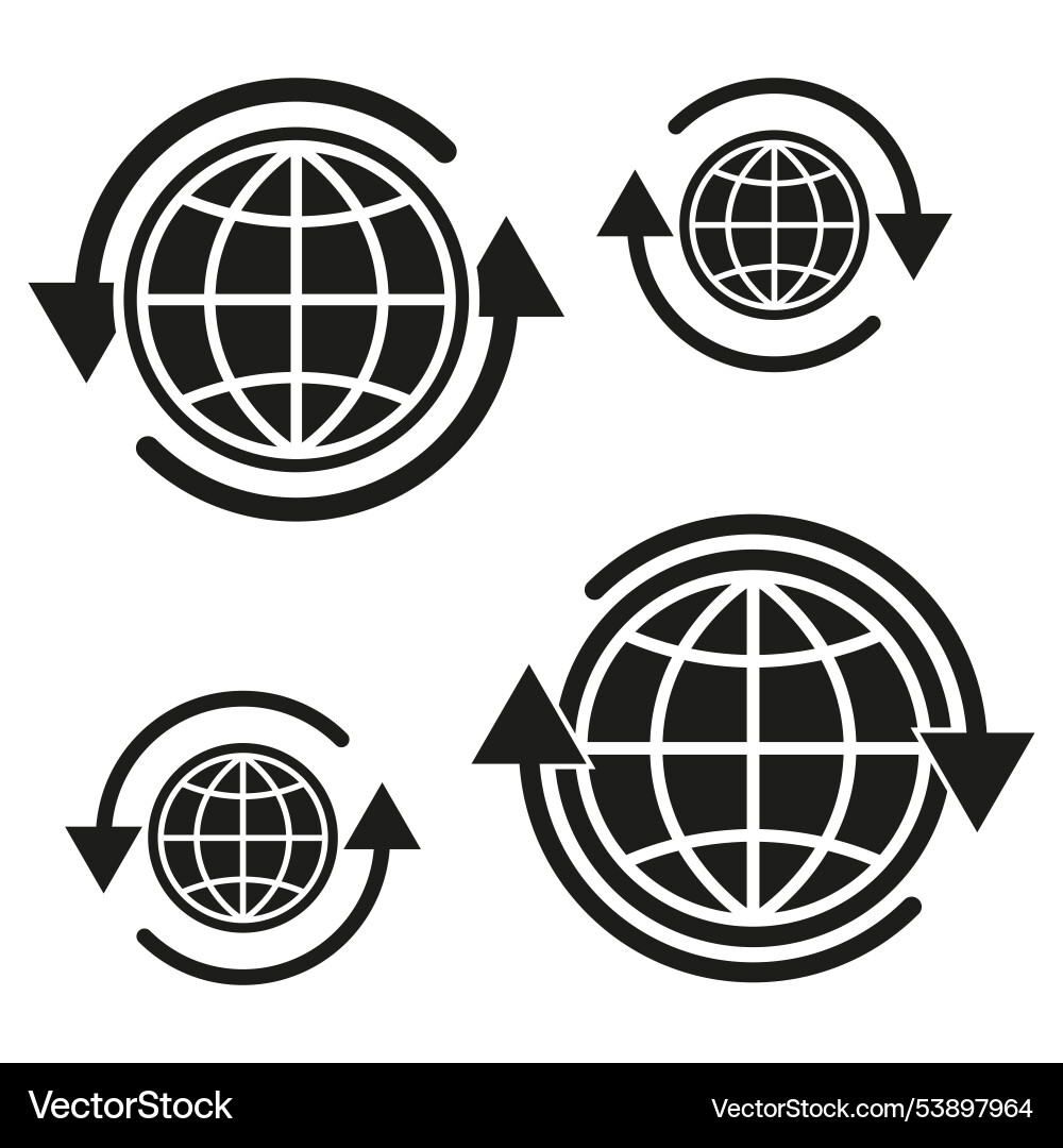 Globe icon circular arrows motion rotation symbol Globe icon circular arrows motion rotation symbol vector image
