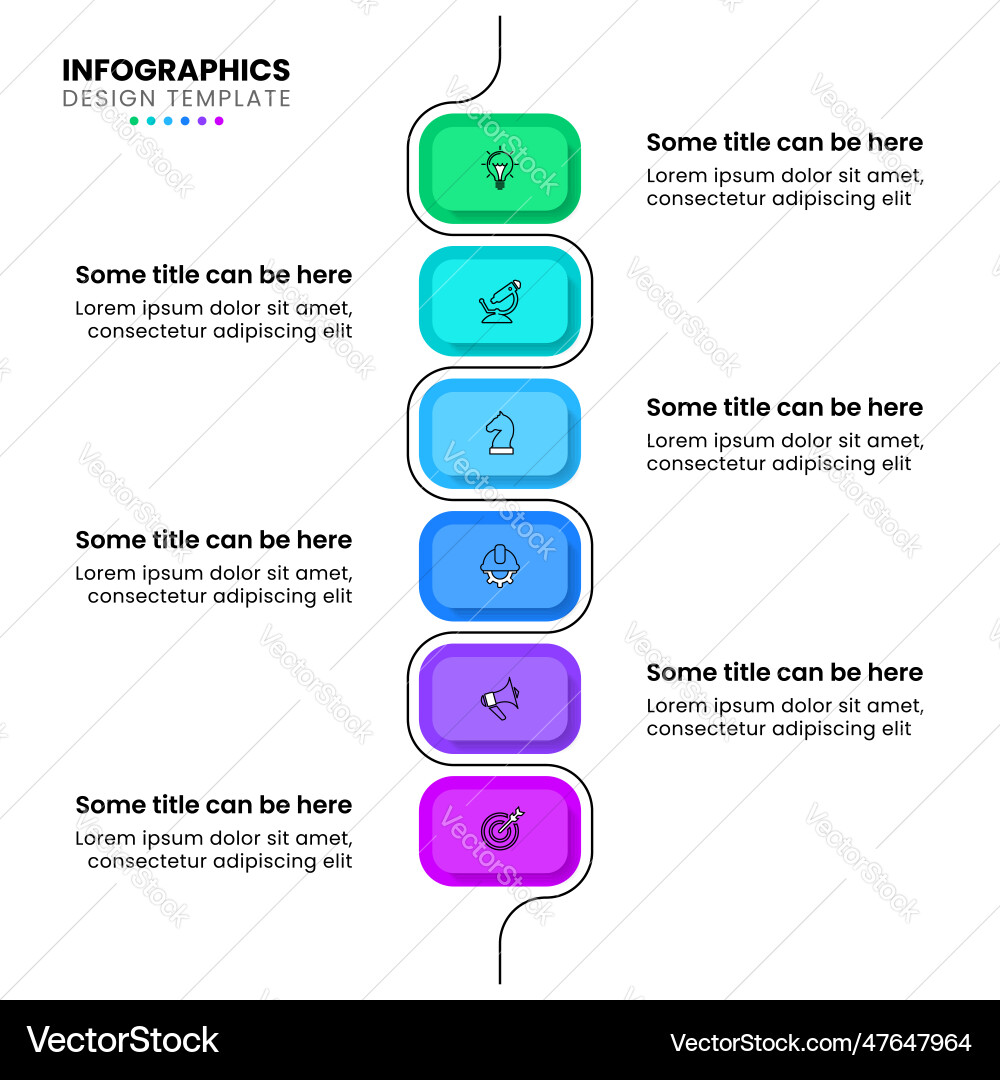 Infographic template a vertical path with 6 Infographic template a vertical path with 6 vector image
