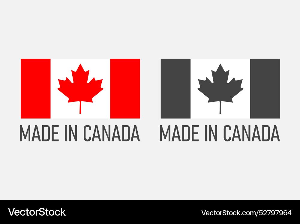 Made in canada labels canadian product icon set Made in canada labels canadian product icon set vector image