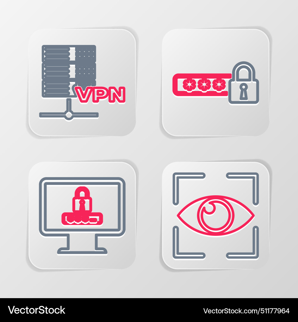 Set line eye scan monitor with password Vector Image