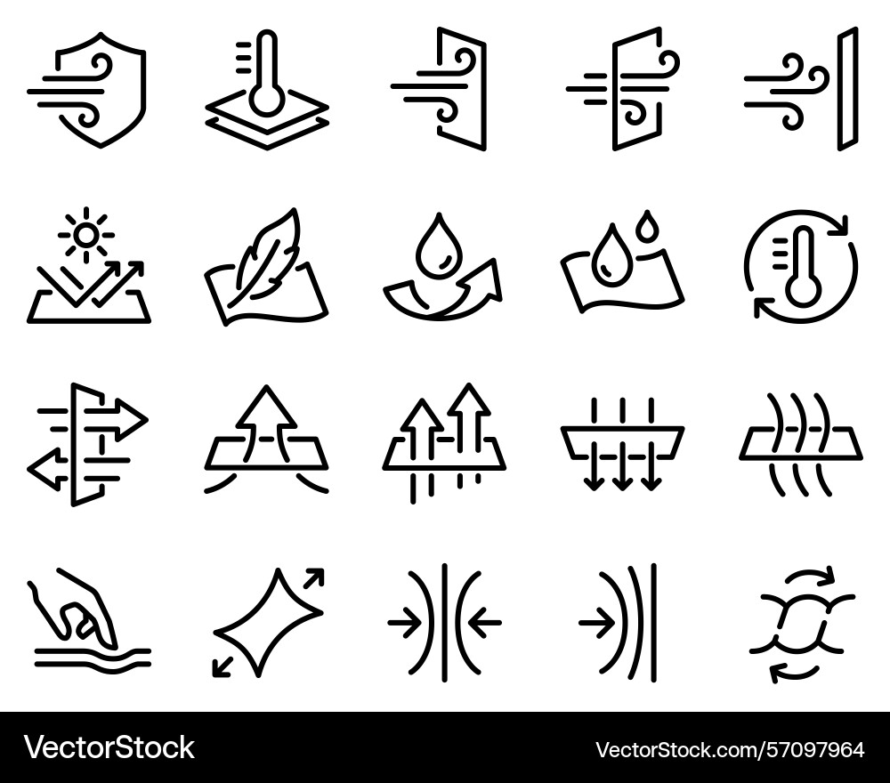 Simple set of fabric properties related line Simple set of fabric properties related line vector image