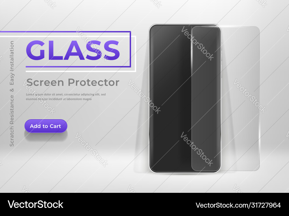 Smartphone mockup with glass screen protector 3d Smartphone mockup with glass screen protector 3d vector image