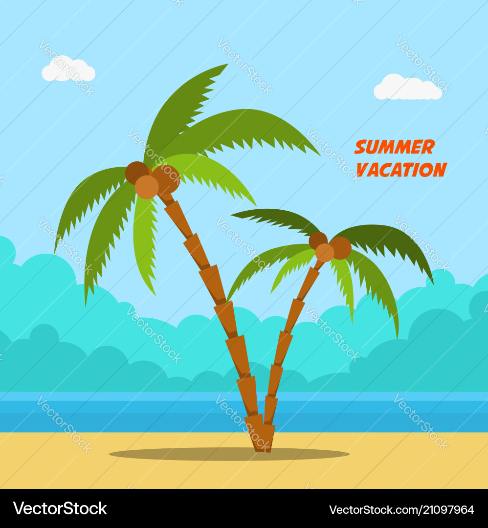 Summer vacation cartoon style banners with palms Summer vacation cartoon style banners with palms vector image