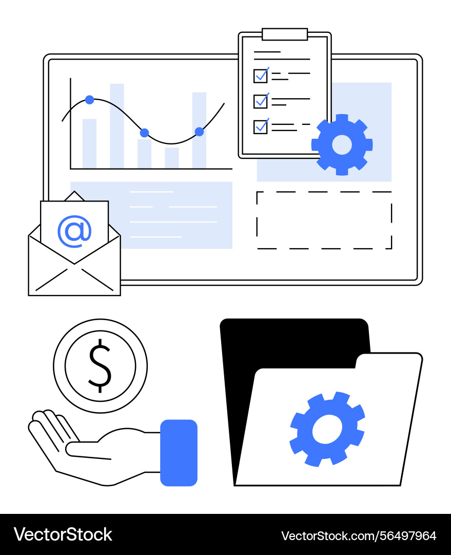 Workflow-Management mit Analytik Dashboard Workflow-Management mit Analytik Dashboard vektorbild