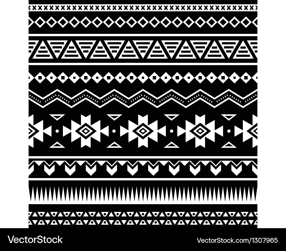 Aztec Tribal Pattern - Black & White Vector Image