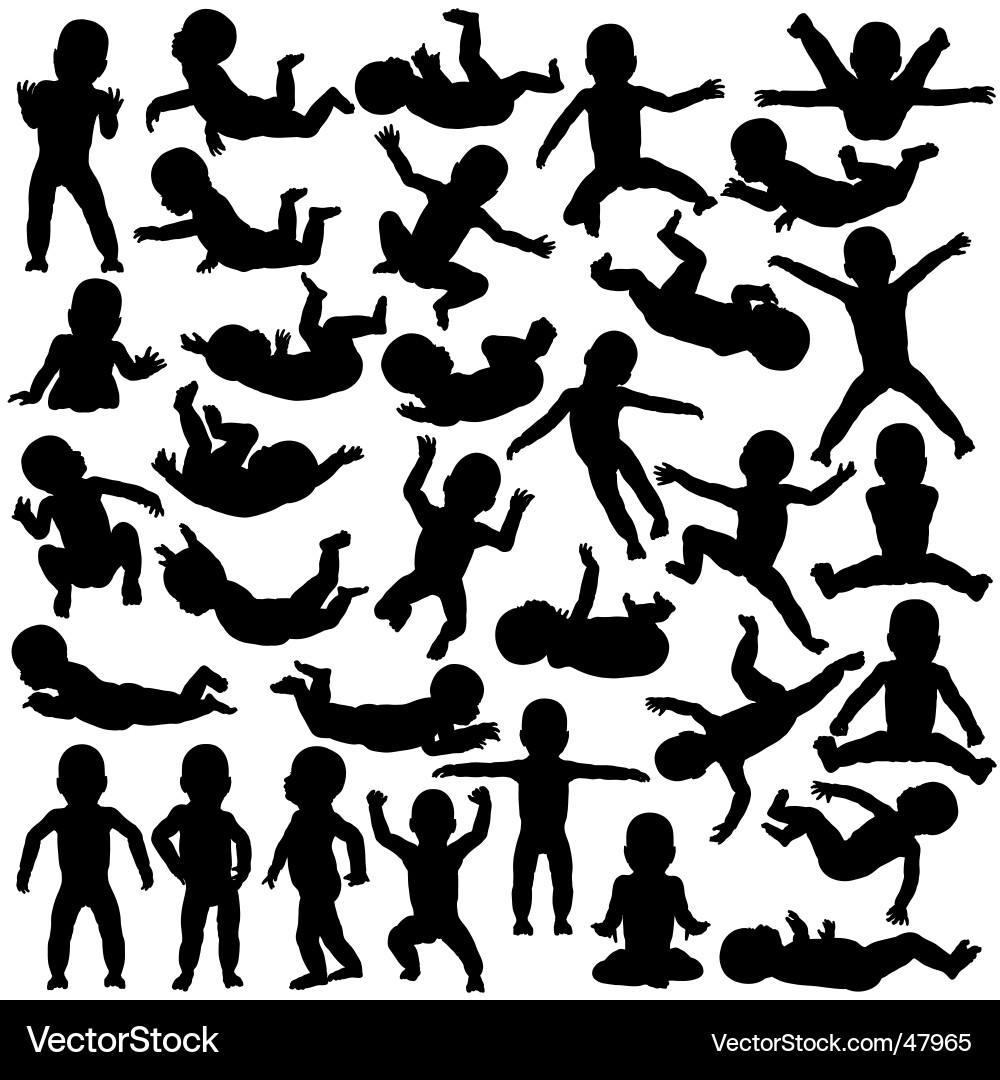 Babies in Silhouettes vector image