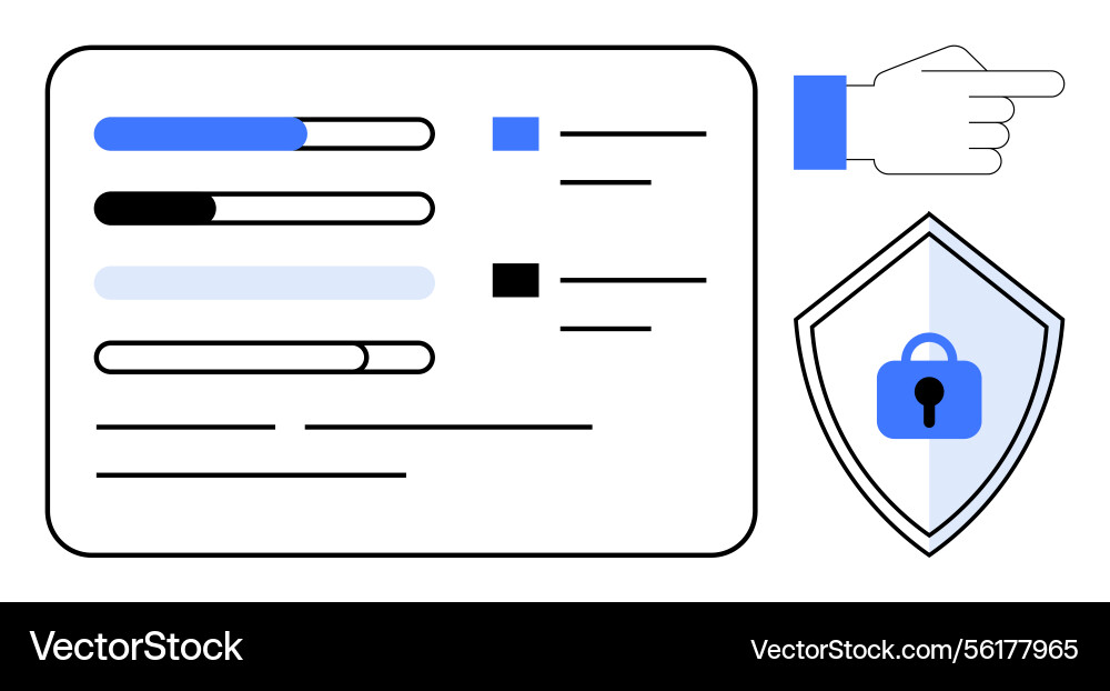 Data management and security concept with progress Data management and security concept with progress vector image