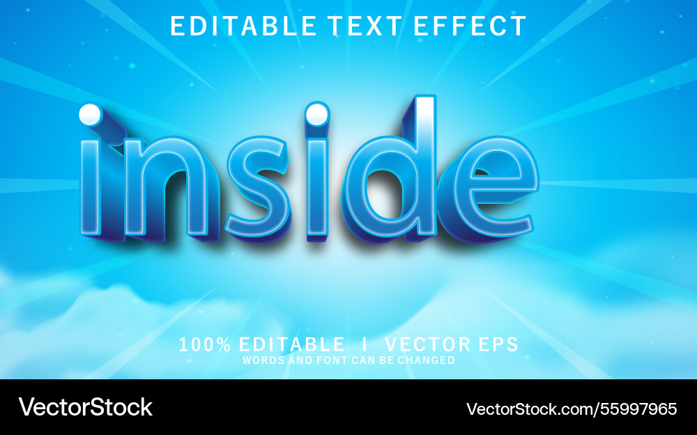 Insede 3d text effect with modern style design Insede 3d text effect with modern style design vector image