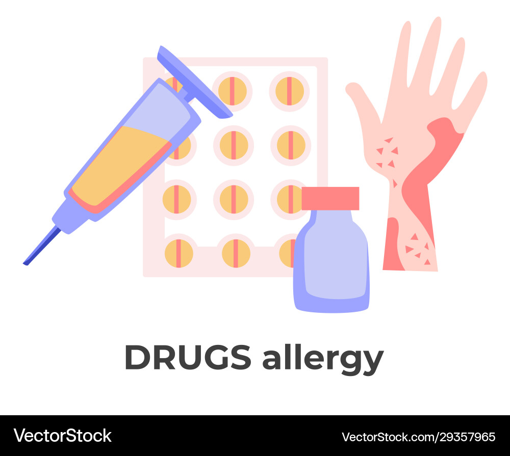 Medikamente Allergie Hautausschlag oder allergische Reaktion Medikamente Allergie Hautausschlag oder allergische Reaktion vektorbild