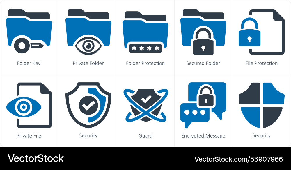 A set of 10 security icons as folder key private Vector Image