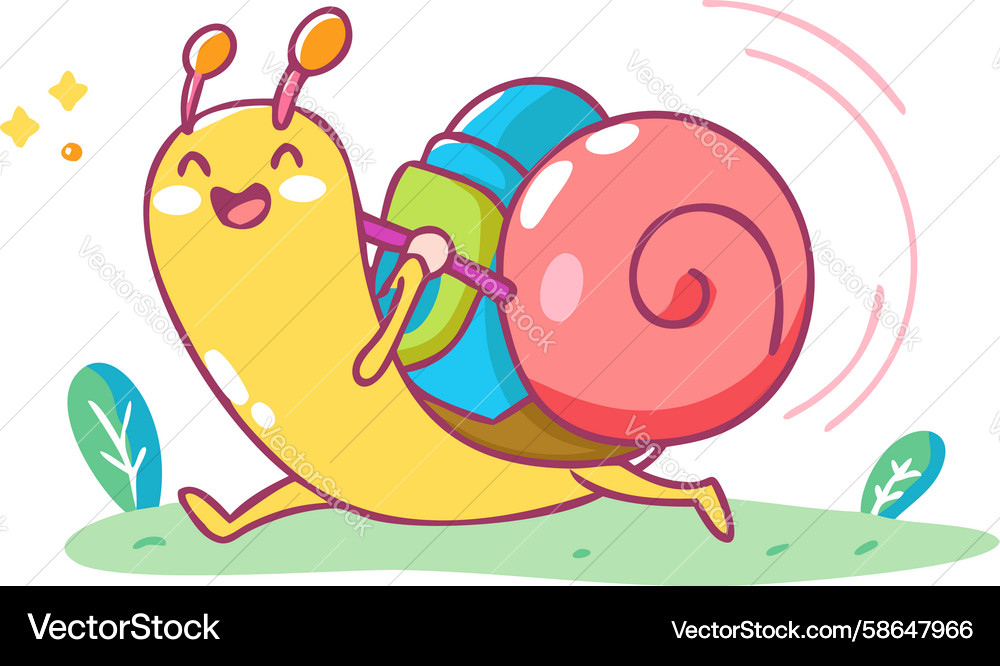 Cheerful Snail Running Forward Vector Image