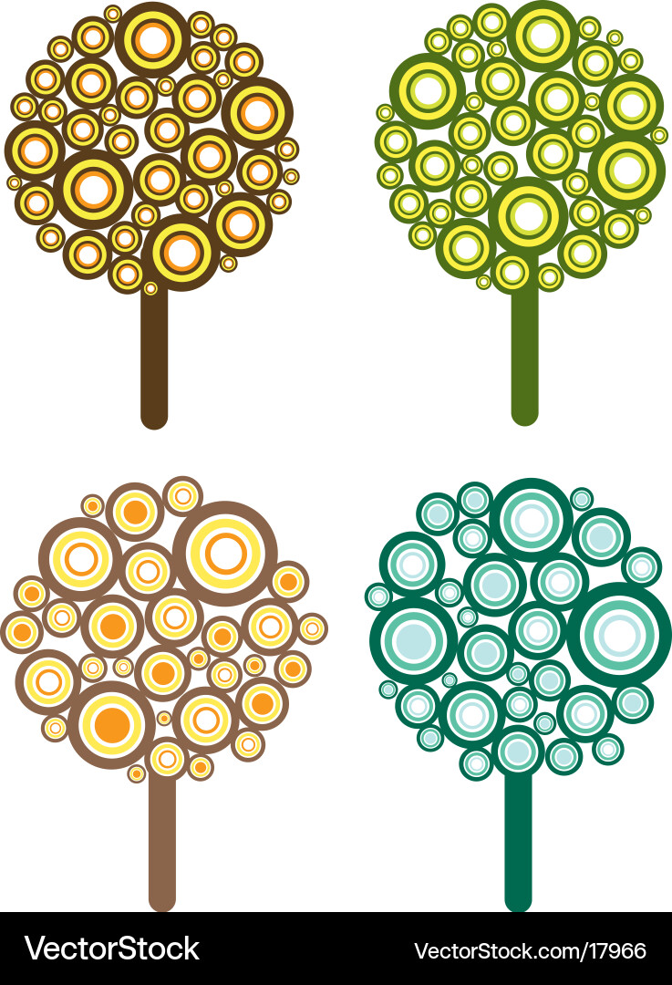 Circular Tree Motif Vector Image