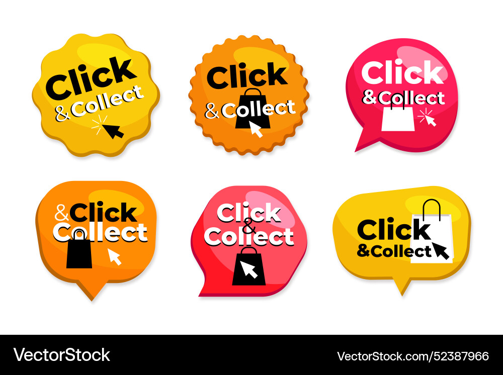 Click and collect button collection vector image