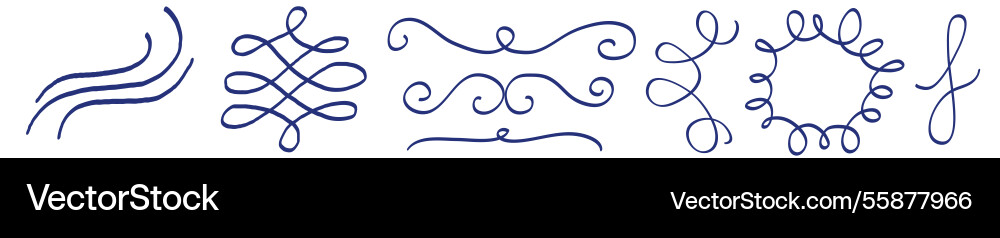 Curl pattern and scribble sketch hand drawn blue Vector Image