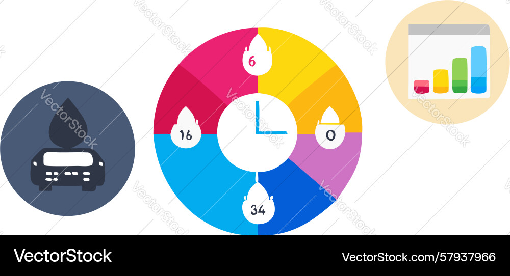 Financial Data Pie Chart with Icons vector image
