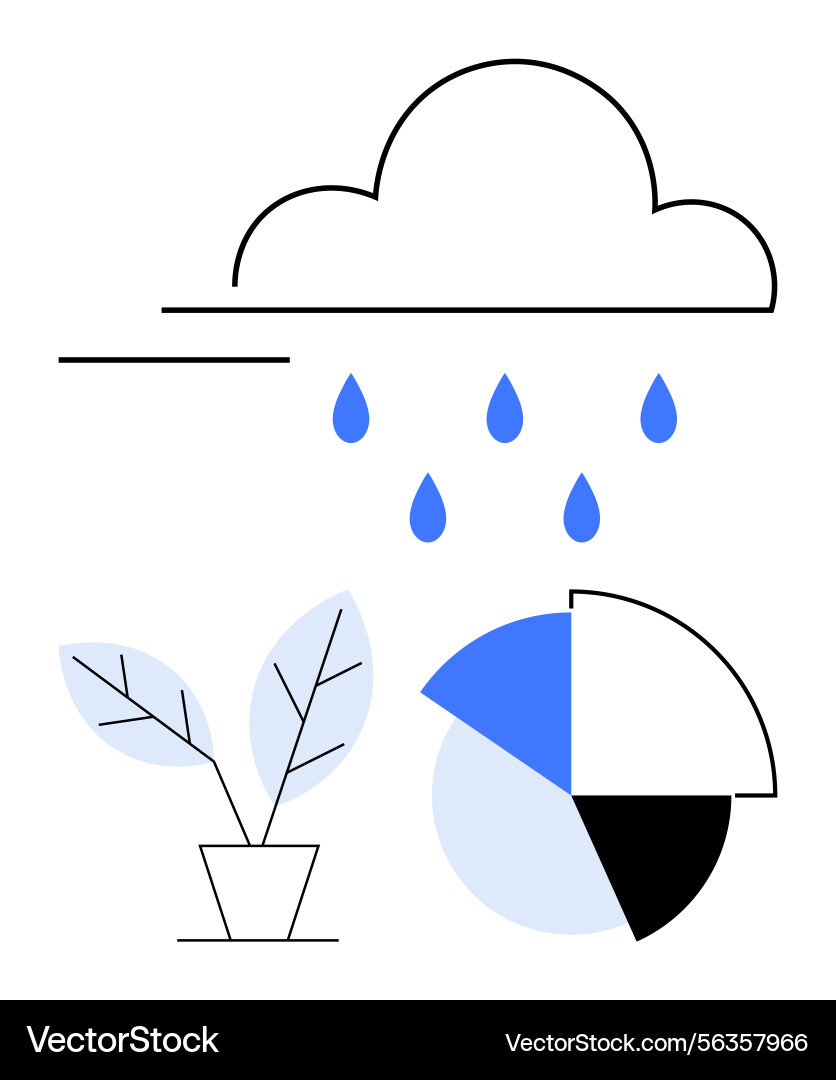 Growth and data analysis visualization with cloud Growth and data analysis visualization with cloud vector image