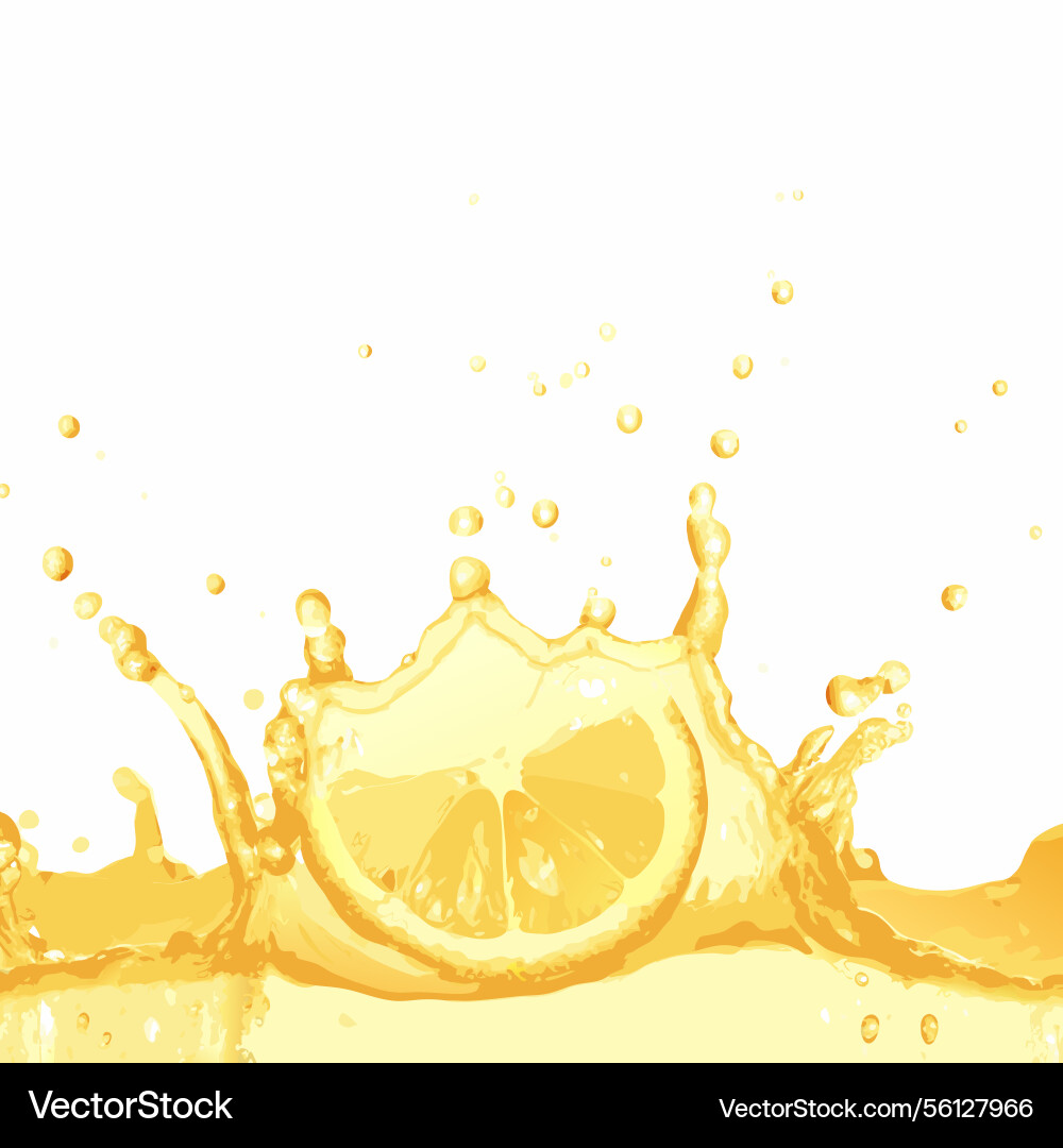 Refreshing lemon juice splash with slices Vector Image