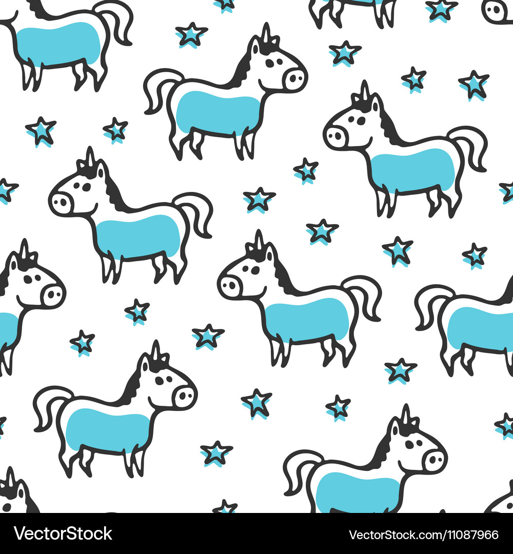 Seamless pattern with unicorn and stars Vector Image