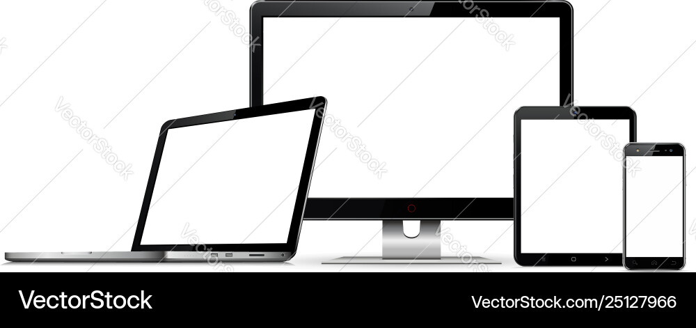 Set blank screens with computer monitor laptop Set blank screens with computer monitor laptop Vector Image