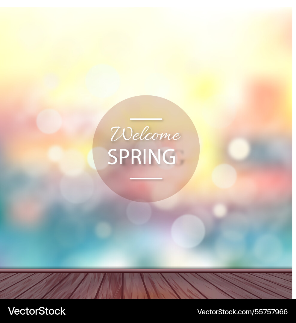 Spring bokeh background in blue red and yellow vector image