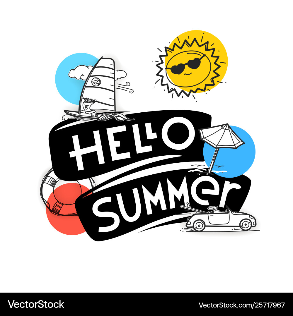 Hello summer concept cute elements for web Hello summer concept cute elements for web vector image