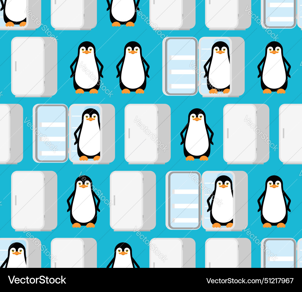 Penguin in fridge pattern seamless flightless Penguin in fridge pattern seamless flightless vector image