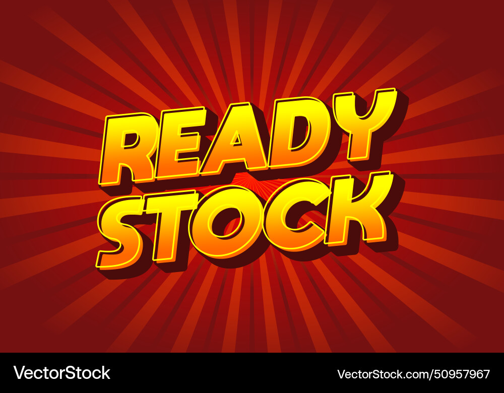 Ready stock text effect in 3d look with eye Ready stock text effect in 3d look with eye vector image