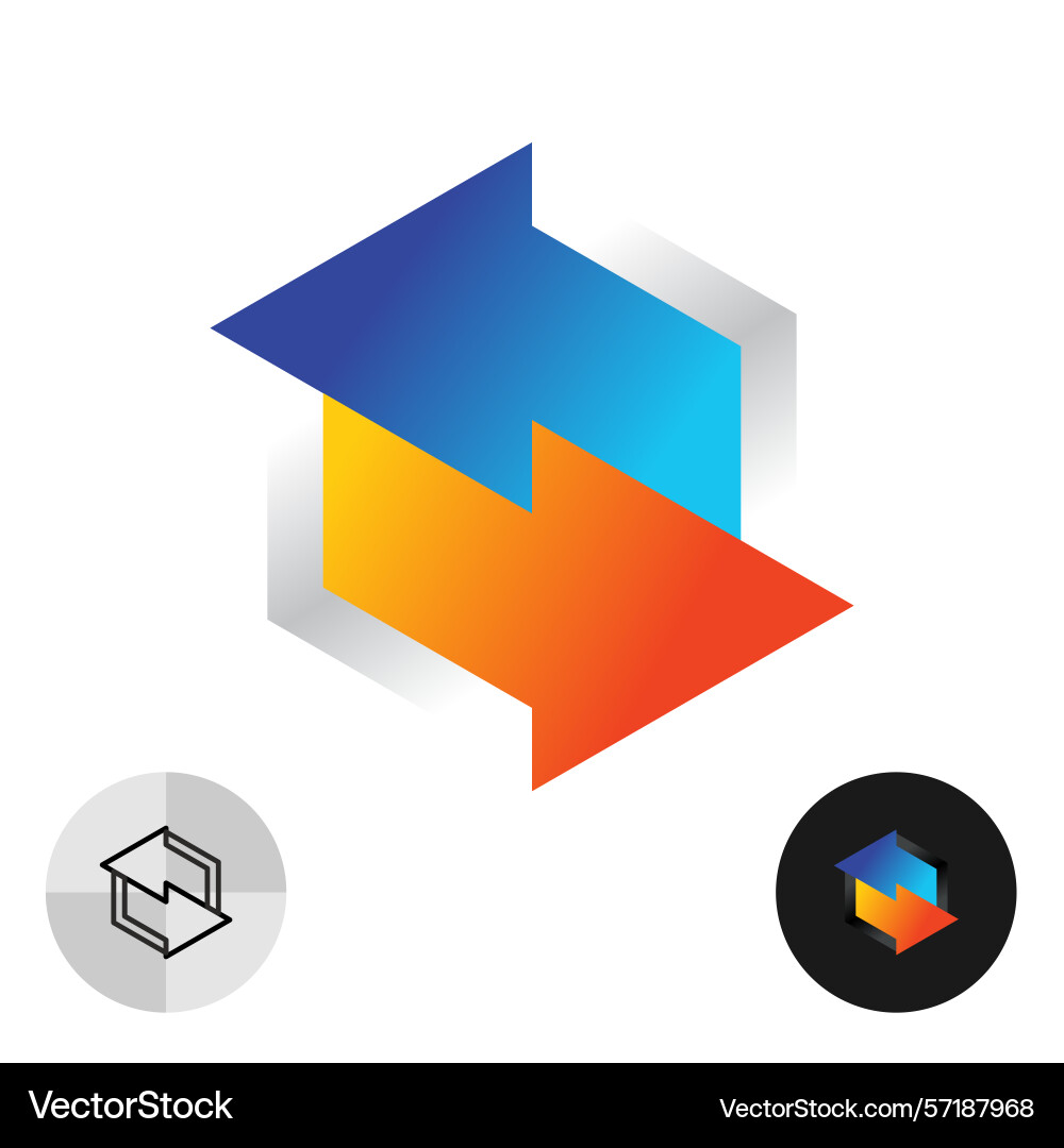 Change arrows rotating around with red and blue vector image